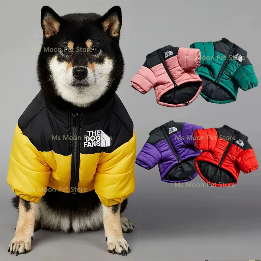 

The Dog Fans Luxury Designer Dog Coat Warm Cotton Padd Dog Clothes Winter Hick Stitching Pet Jacket for Shiba Inu French Bulldog