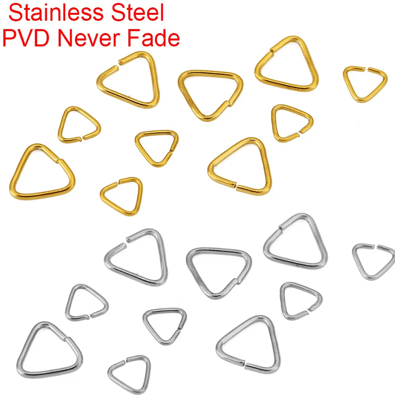 

50 шт. 5 мм 8 мм Треугольные соединительные кольца из нержавеющей стали с PVD-покрытием, не тускнеющие, для изготовления ожерелий и браслетов