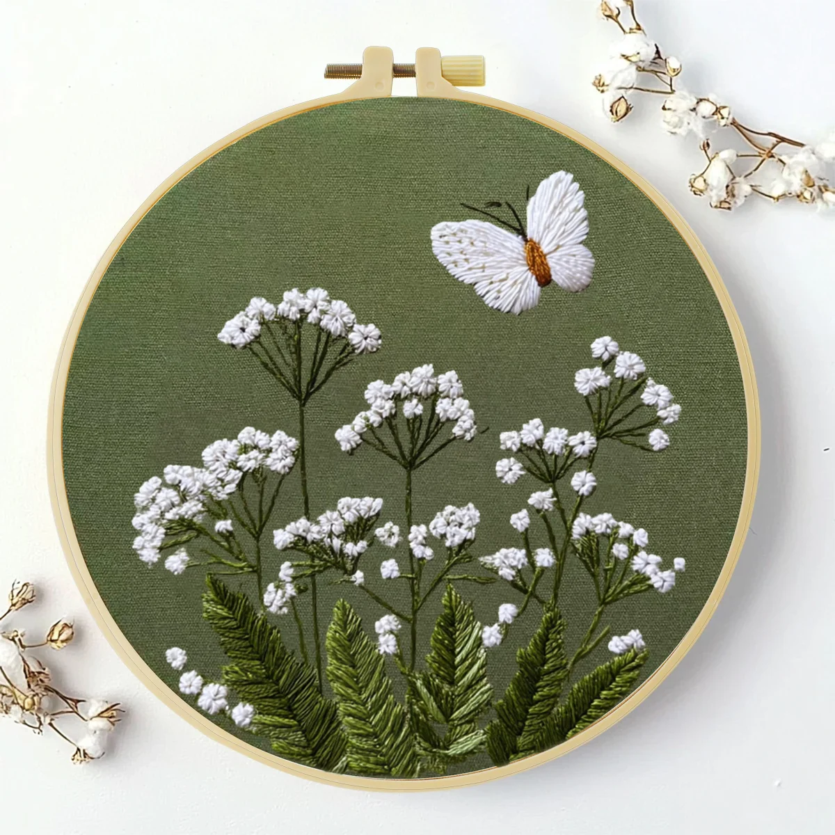 1 Stück 20X20CM/15X15CM 7,87/6,3 Zoll Blumen-Stickerei-Starter-Kit DIY-Kit DIY-Stickerei-Set Handarbeiten Malerei Heimdekoration – Detail 4