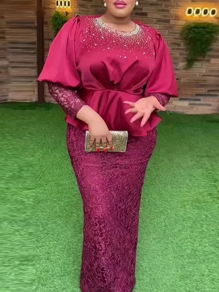 Robes africaines en dentelle pour femmes, Dashiki Ankara, grande taille, tenue de soirée, de mariage, élégante, jupes en Y, nouvelle mode, 2023