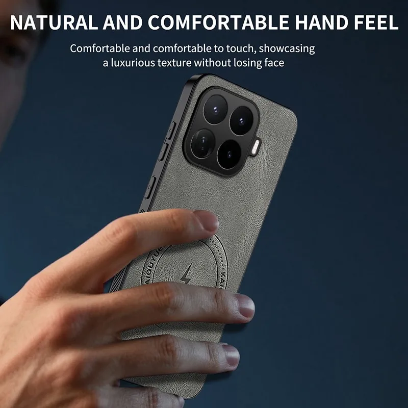 Funda para Xiaomi 17T Pro 15T Pro 14T Pro, Textura de Cuero Suave, Carga Inalámbrica Magnética para Magsafe, Funda Protectora a Prueba de Golpes para Teléfono