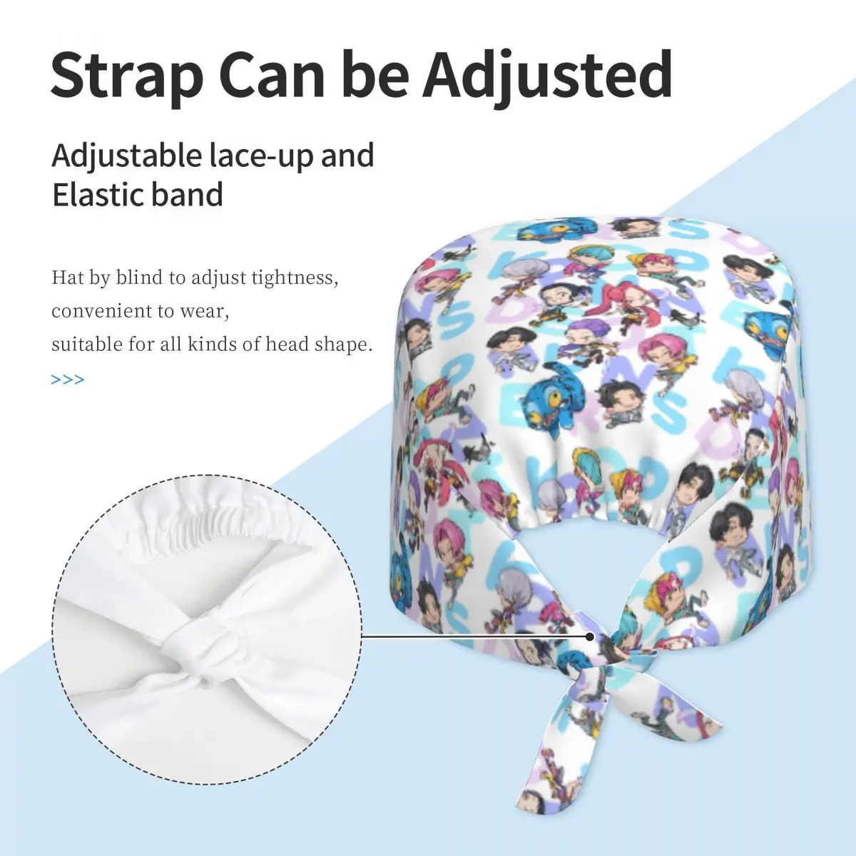 Czapki pielęgniarskie Saja Boys, czapka robocza unisex dla kobiet, Huntrix Kawaii, czapka medyczna z wiązaniem z tyłu, wygodna, elastyczna.