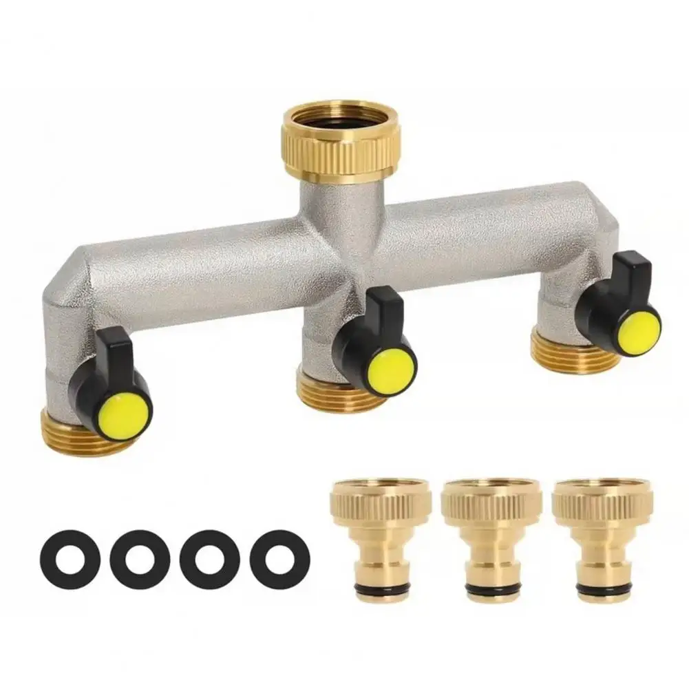 Brass Garden Hose Splitter Heavy Duty 3-way Garden Hose Splitter Nickel Plated Brass Faucet Frost Resistant Outdoor Spigot