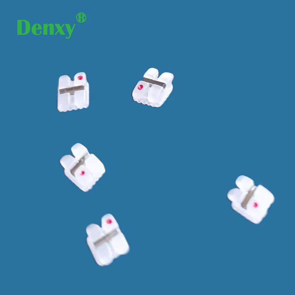 Denxy 1set Orthodontic Ceramic brakcets with metal slot dental Brackets Dental Orthodontic Brace MBTt/Roth 022 hooks345