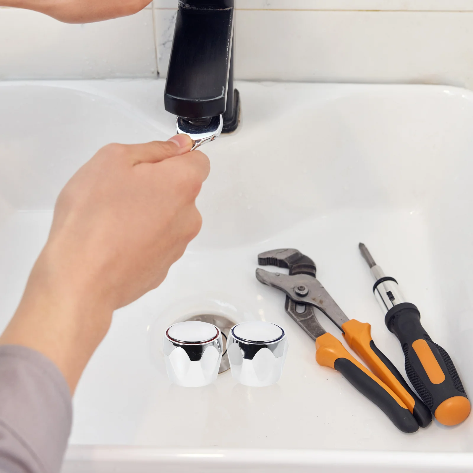 2 Sets Faucet Handle Replacement For Shower And Bathtub Hot And Cold Water Knob Handles Shower Knob Kit Faucet Knob Handles for