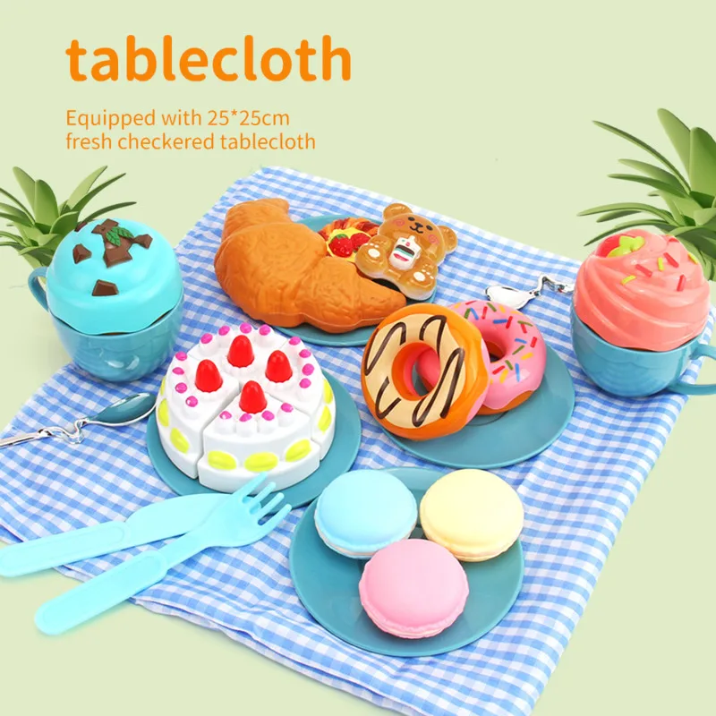 Children's Outdoor Picnics Blasket Toy  Coffee Desserts Model  Cute Tableware Plastic Model Toys Birthday Gifts For Kids