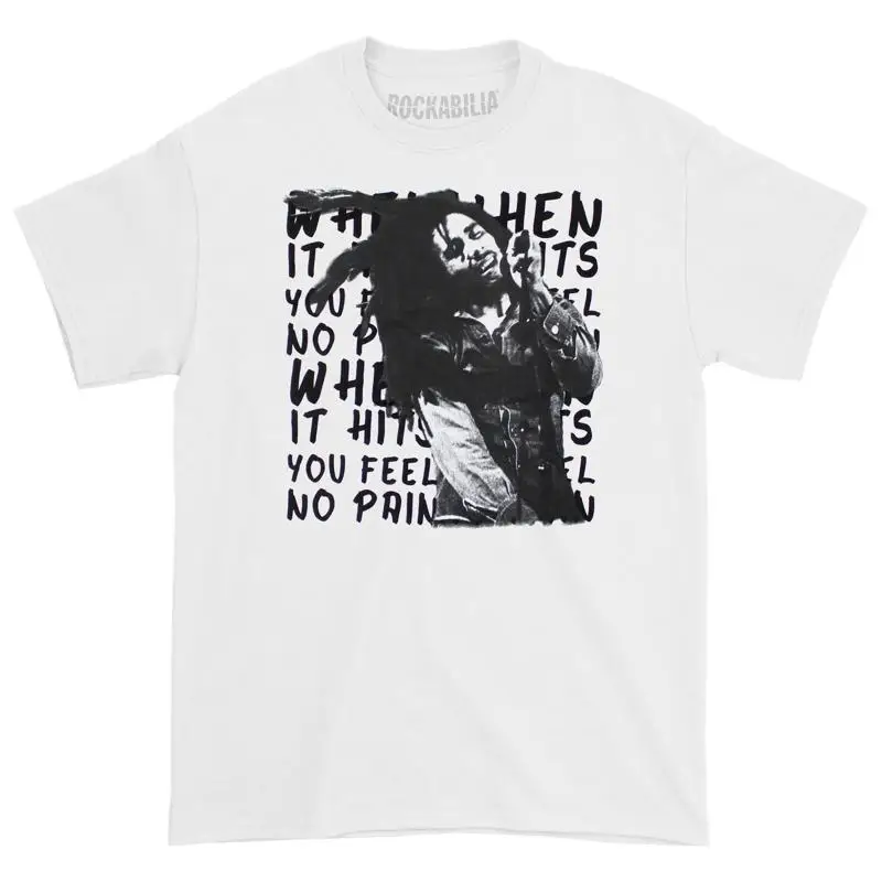 

Мужская футболка Bob Marley When It Hits You Feel No Pain, маленькая белая