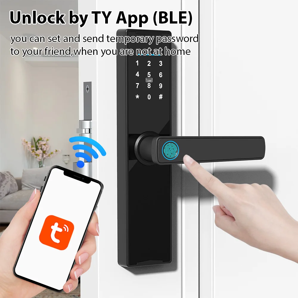 WF-H6 Smart Lock Biometric Fingerprint Lock Door Lock Keypad Door Lock with Handle Fingerprint Electronic Deadbolt Door Locks