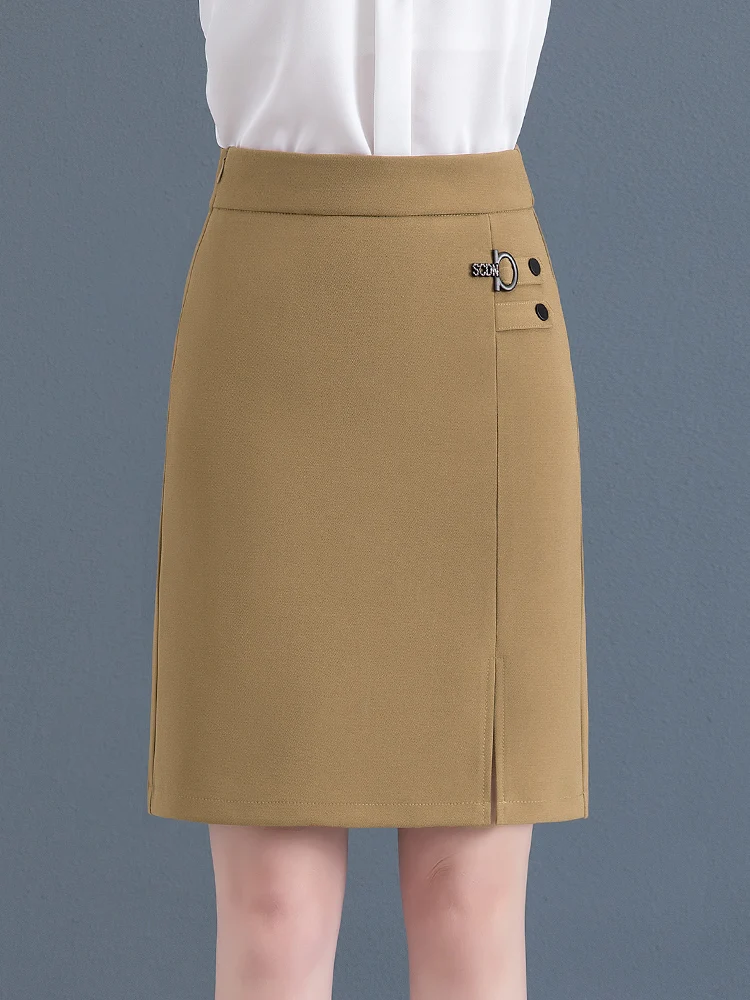 

Business Women's High Waist Slit Suit Skirt Summer New Style Slim Fit Straight Cut Bodycon Skirt Elegant Fashionable Midi Skirt