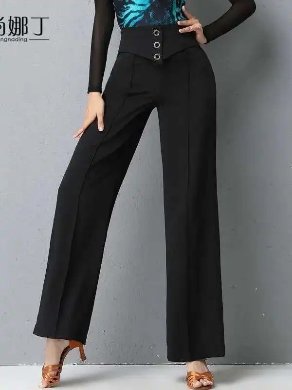 انخفاض سعر السراويل الرقص اللاتينية المرأة الجديدة عالية الخصر التخسيس الوطنية القياسية الحديثة الرقص بنطال ذو قصة أرجل واسعة Jibat