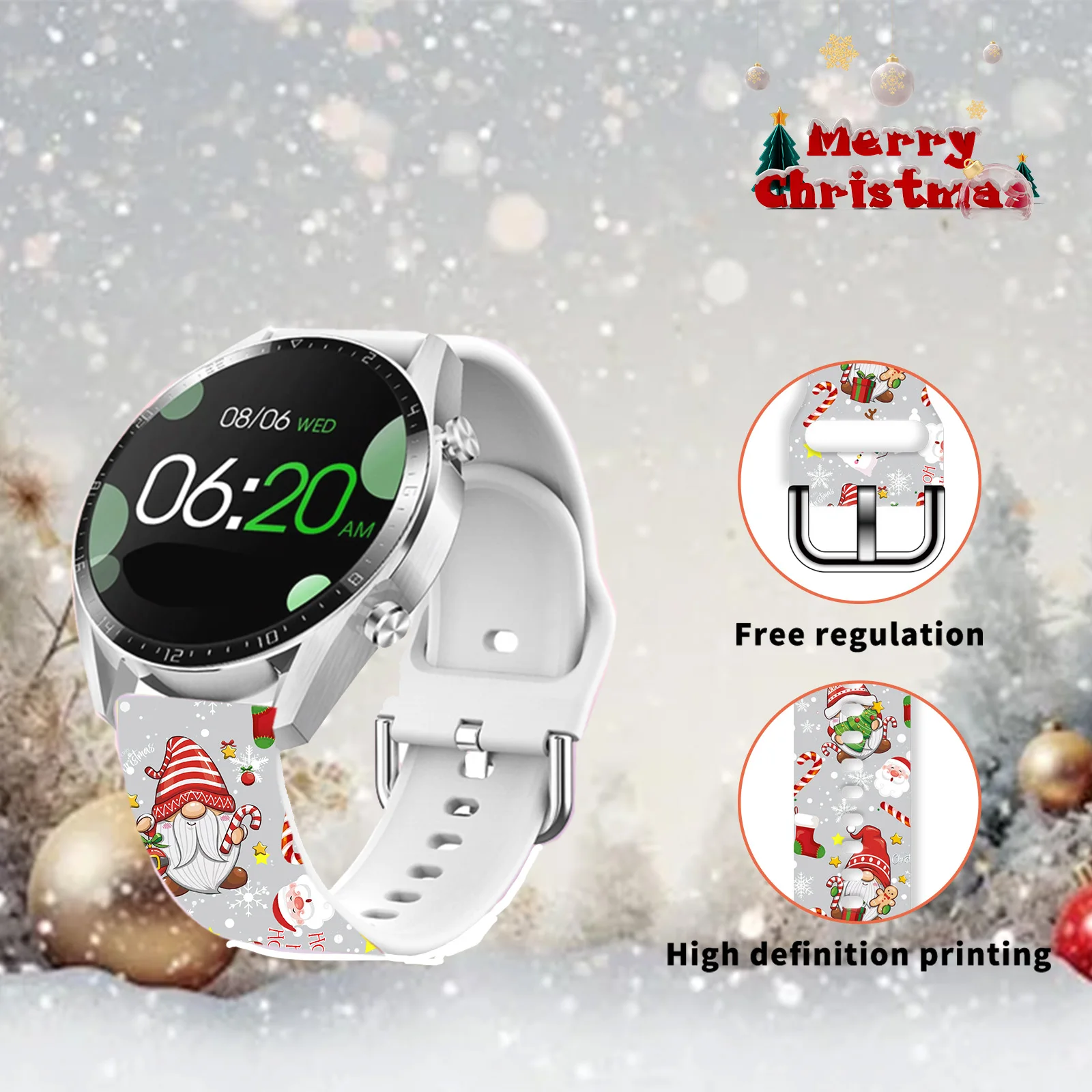 

20mm 22mm Christmas Strap for Samsung Galaxy Watch 7/6/5 40mm 44mm Band Replaceable Bracelet for Xiaomi Huawei Amazfit Watchband