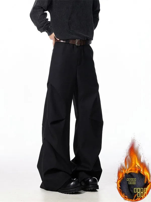 

Мужские прямые брюки Bla для осени и зимы, повседневные, утепленные, с легким клешем, длинные, струящиеся, премиум-класса, стильные