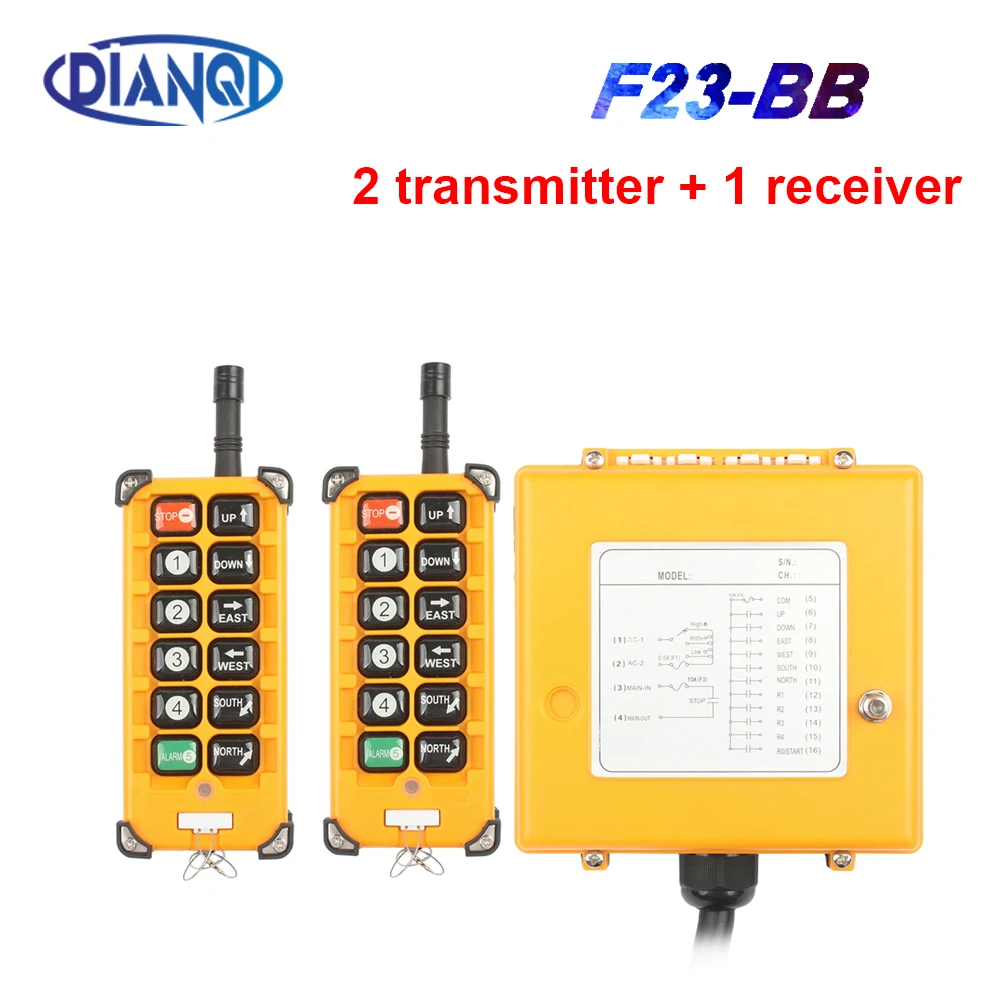 

F23-BB 2 передатчика + 1 приемник Промышленный беспроводной радиопереключатель пульта дистанционного управления Подъемный кран Управление подъемным краном