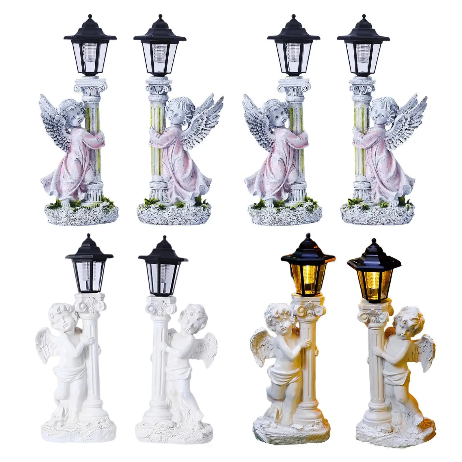 Solar Garden Statue Sculpture Angel Figurine Light for Porch Balcony Outside