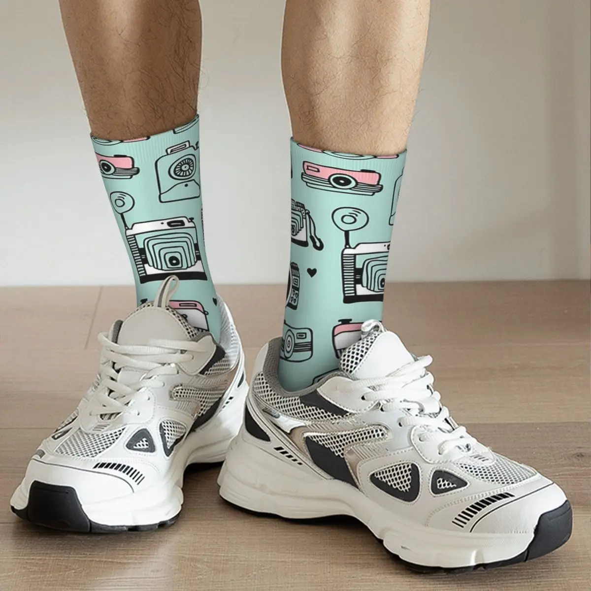 Cartoon Various Camera Pattern Socks Harajuku High Quality Stockings All Season Long Socks for Unisex Valentine's Day Gifts