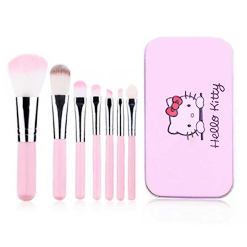 Hello Kitty Makeup Brush Set with Box Cute Fashion Blush Eyebrow Lip Eyeshadow Brush Beauty Tool Women Girls Facial Makeup Gift