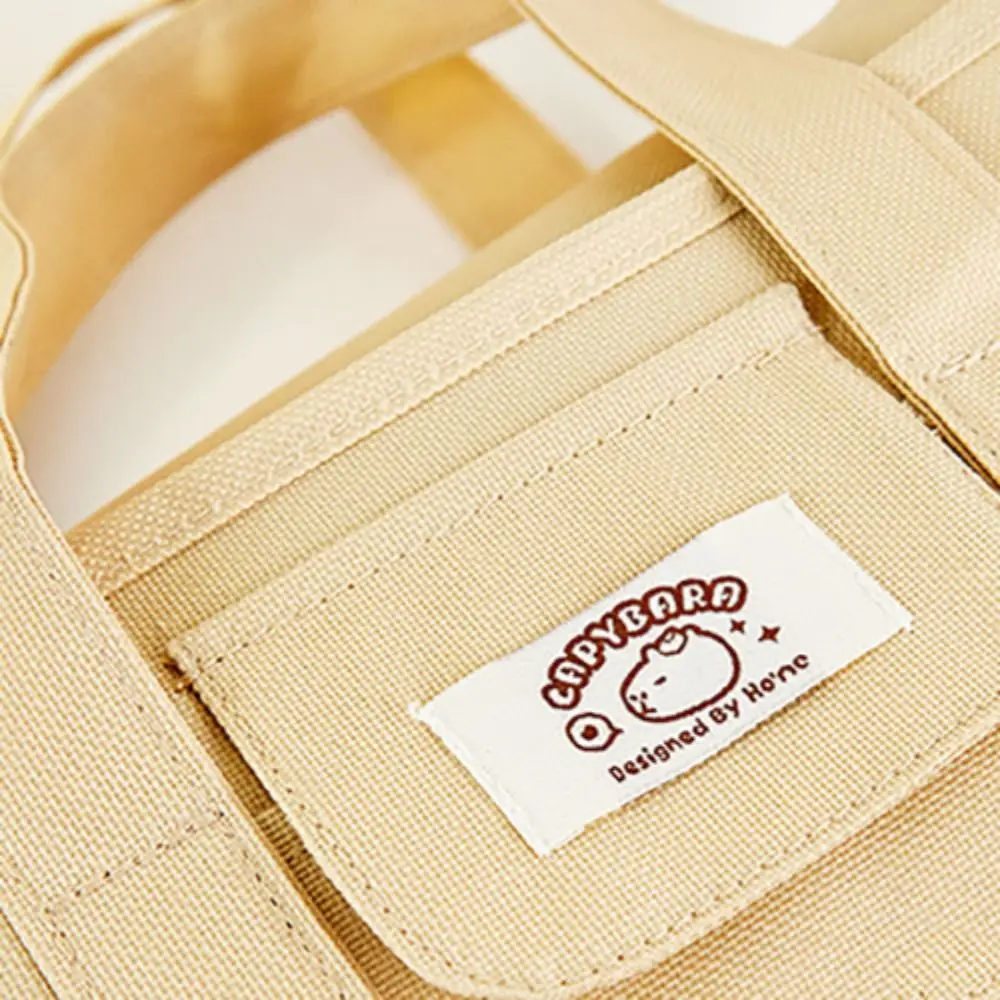 Oxford Cloth Capybara Tote Bag Cartoon Multiple Pockets Student Tutorial Bag Large Capacity School Supplies