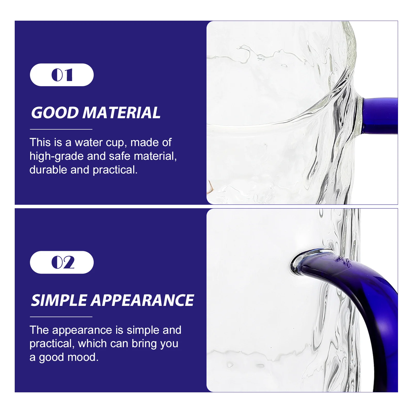 

Water Mug with Handle Smooth Edge Classic Design Drinking Cup for Coffee Beer Juice Multi-Function Daily Use Household Accessory