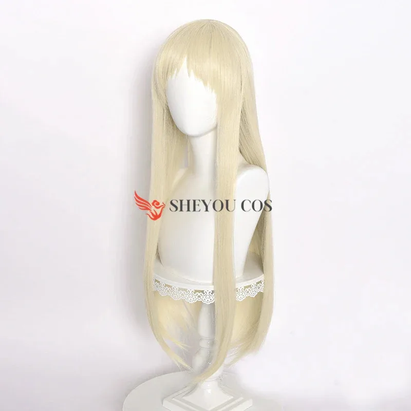 

asdh8@Anime Cosplay Kakegurui Runa Yomozuki Wigs Long Straight Blonde Wig with Neat Bang Heat Resistant Synthetic Wigs for Women