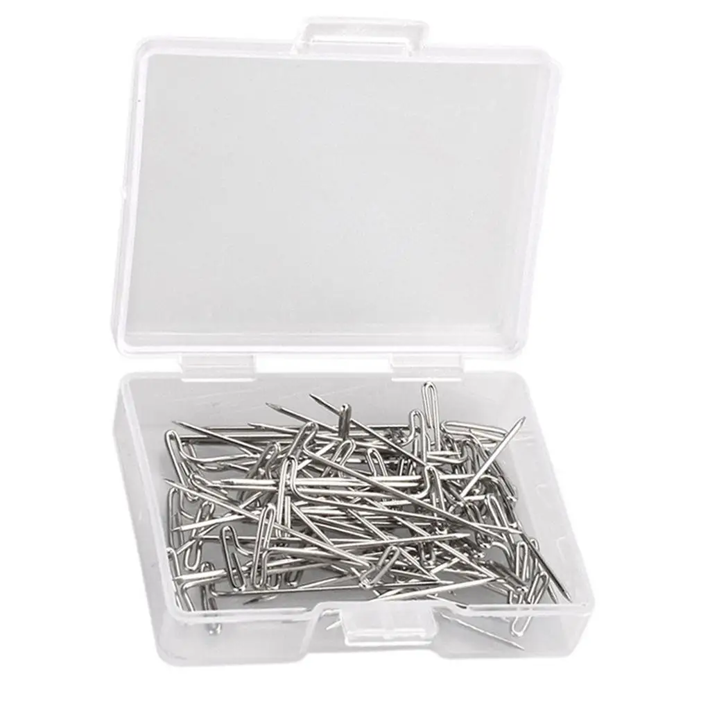 Steel T-pins 1.2 inch for Blocking Knitting, Modelling and Crafts, Wig Making Set, 50 Pieces