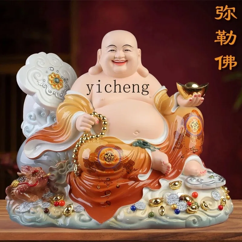 FJ-21  Buddha Statue Lucky Home Offering Living Room Resin Imitation Ceramic White Marble Ornament