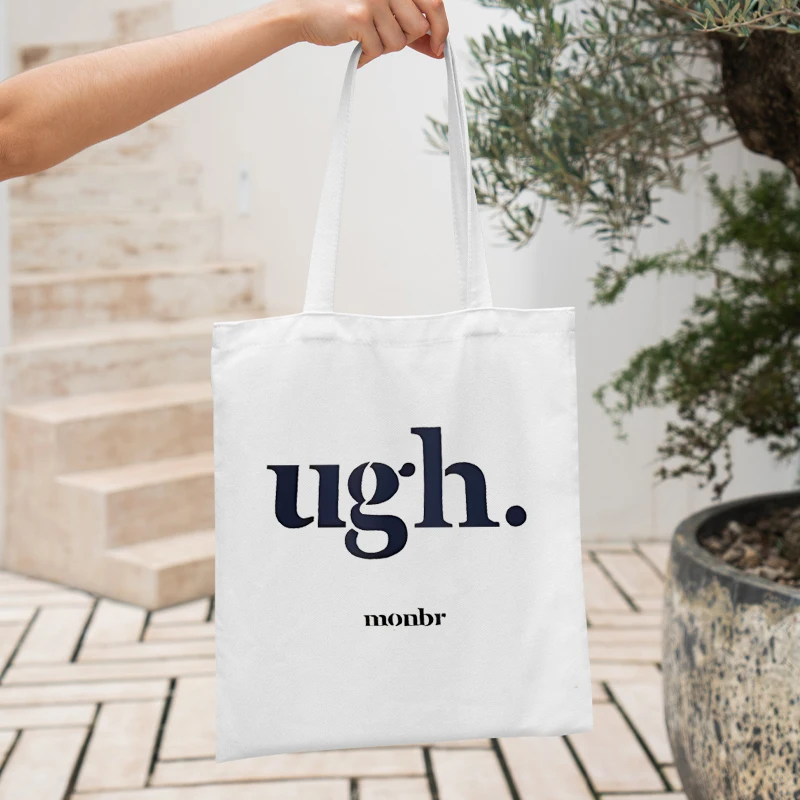 Ugh Print Tote Bag Women's Bag Large Capacity Shoulder Bag Cheap Casual Canvas Shopping Bag Ugh Letter Fashion Harajuku Handbags