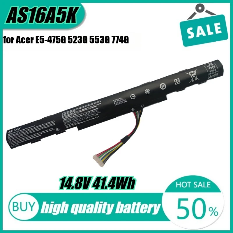 

14.8V 41.4Wh AS16A5K Laptop Battery for Acer E5-475G 523G 553G 774G 575G AS16A7K AS16A8K