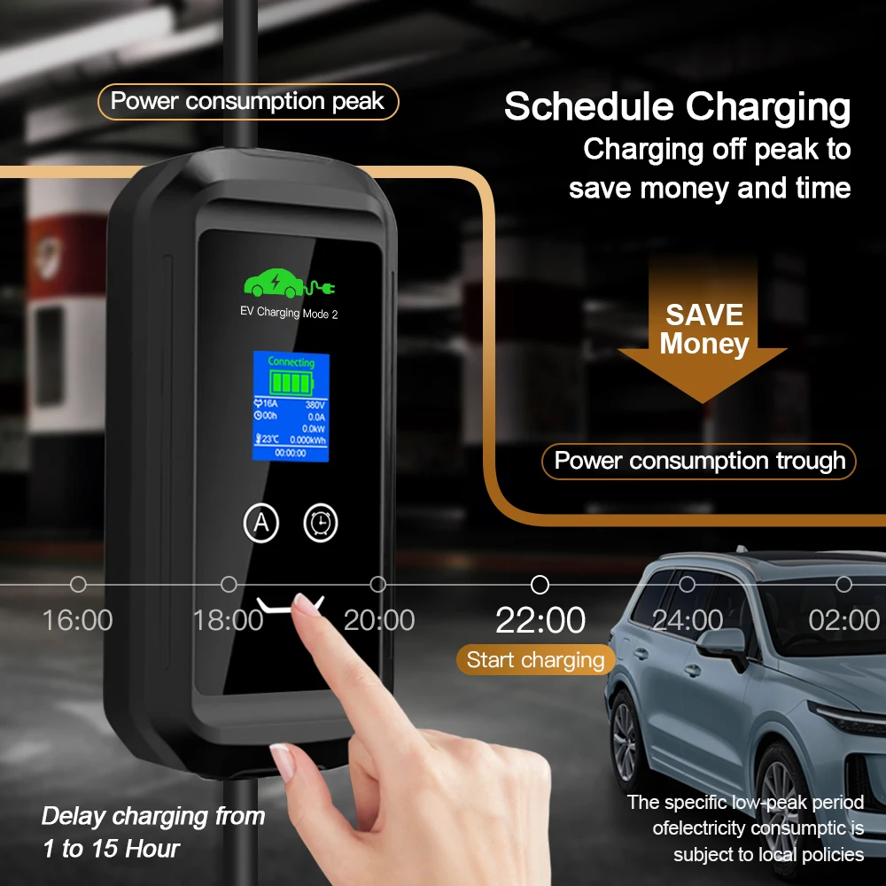 ERDAN 16A Caricatore portatile EV trifase Type2 EV Wallbox di ricarica IEC 62196 11KW EVSE Scatola di ricarica Spina CEE per veicolo elettrico