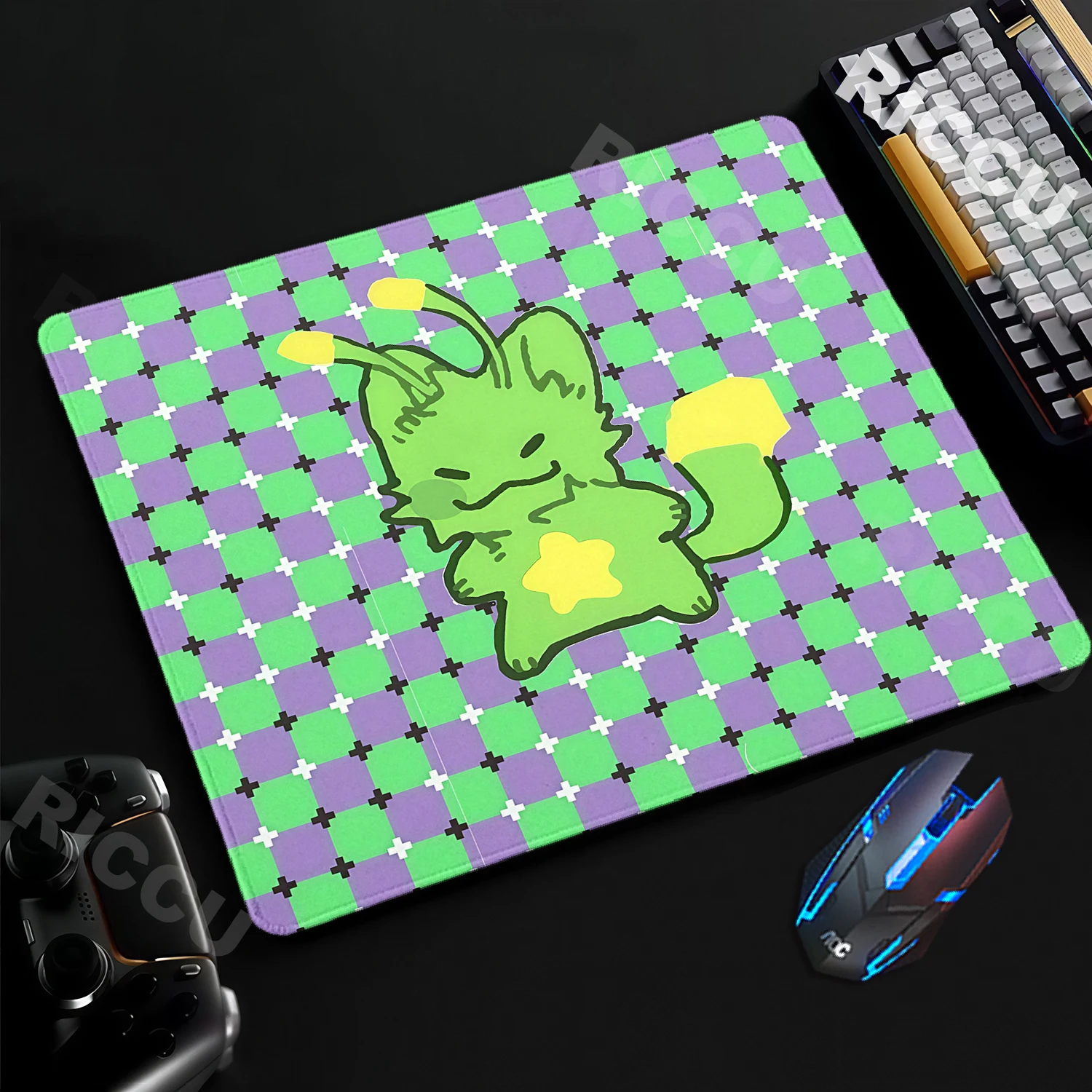 Abstraction Green Cats Mouse Pad Small Office Table Mats PC Gamer Accessories Washable Anti-slip Rubber with Precision Lock Edge