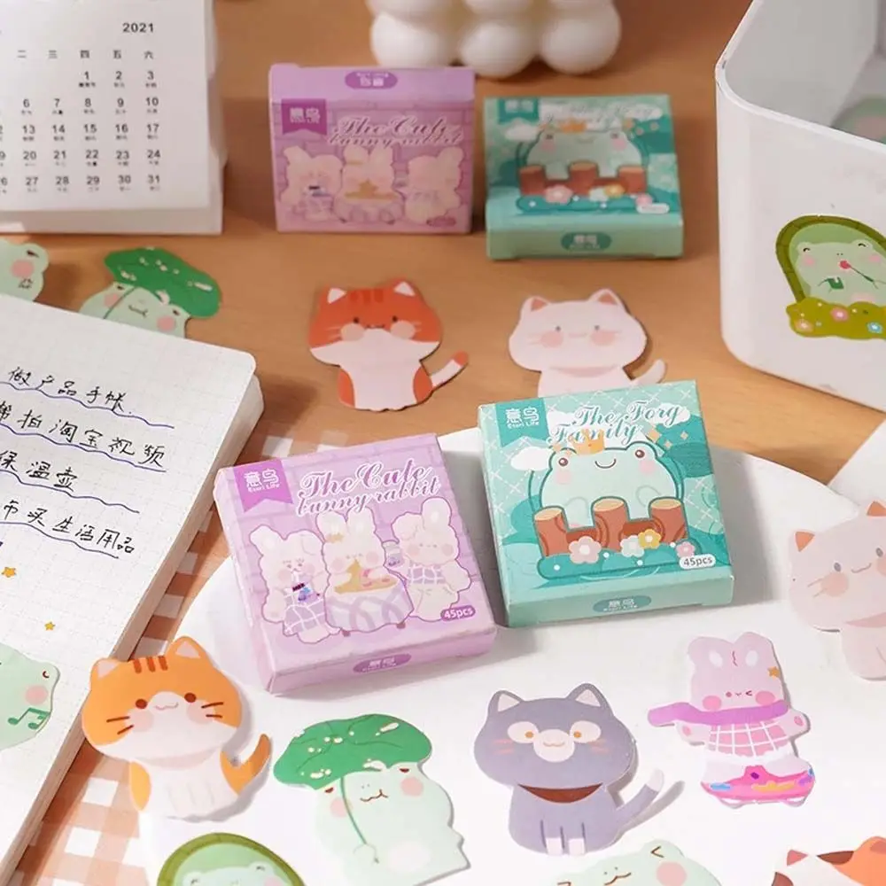 Stationery Sticker Cat Journal Sticker Frog Animal family Sticker Hand Account Decor Album Decoration Decorative Stickers