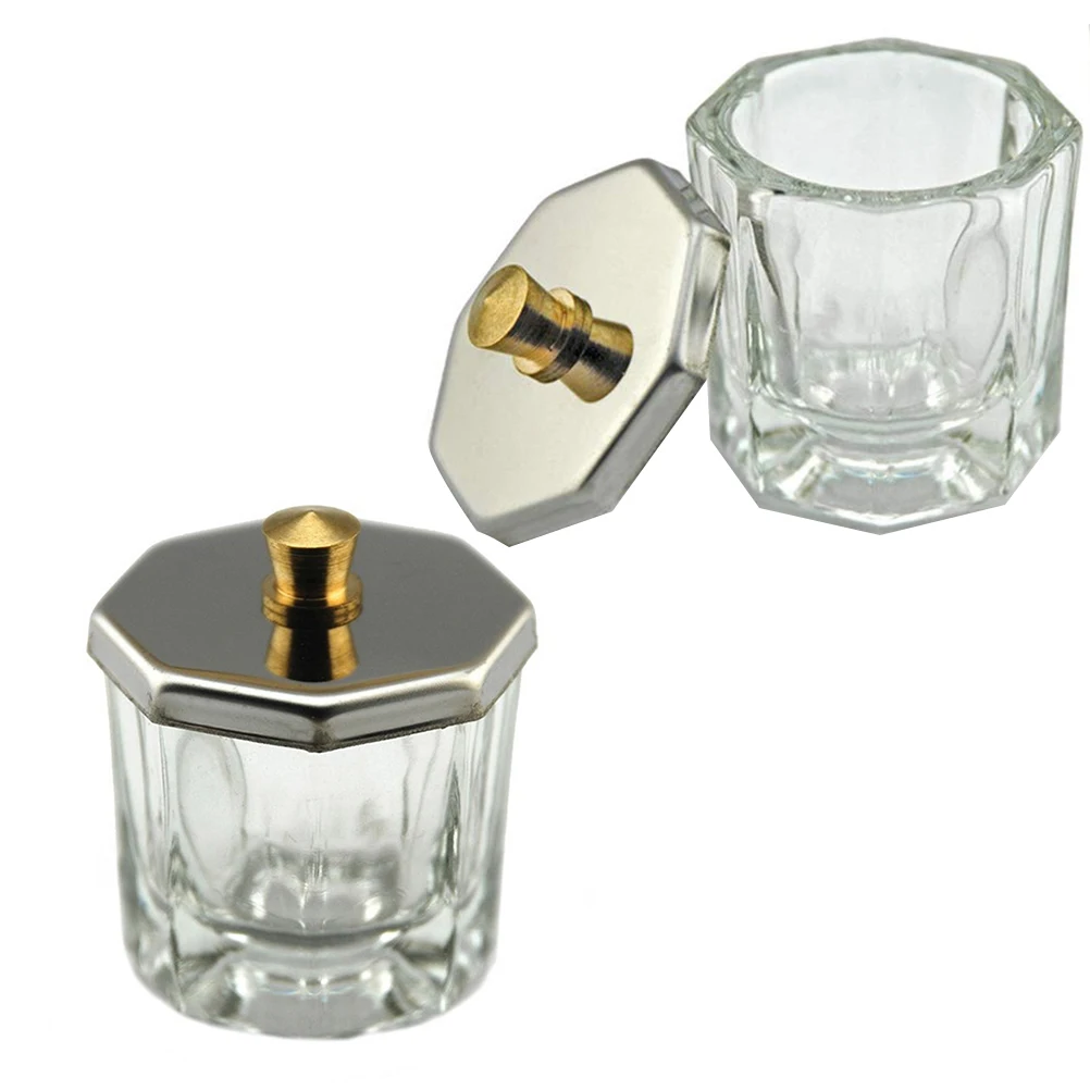 2 個のクリスタルカッププレミアムガラスネイルアートカップアクリル液体パウダーを混合するための簡単なクリーニングホームプロフェッショナルマニキュア使用