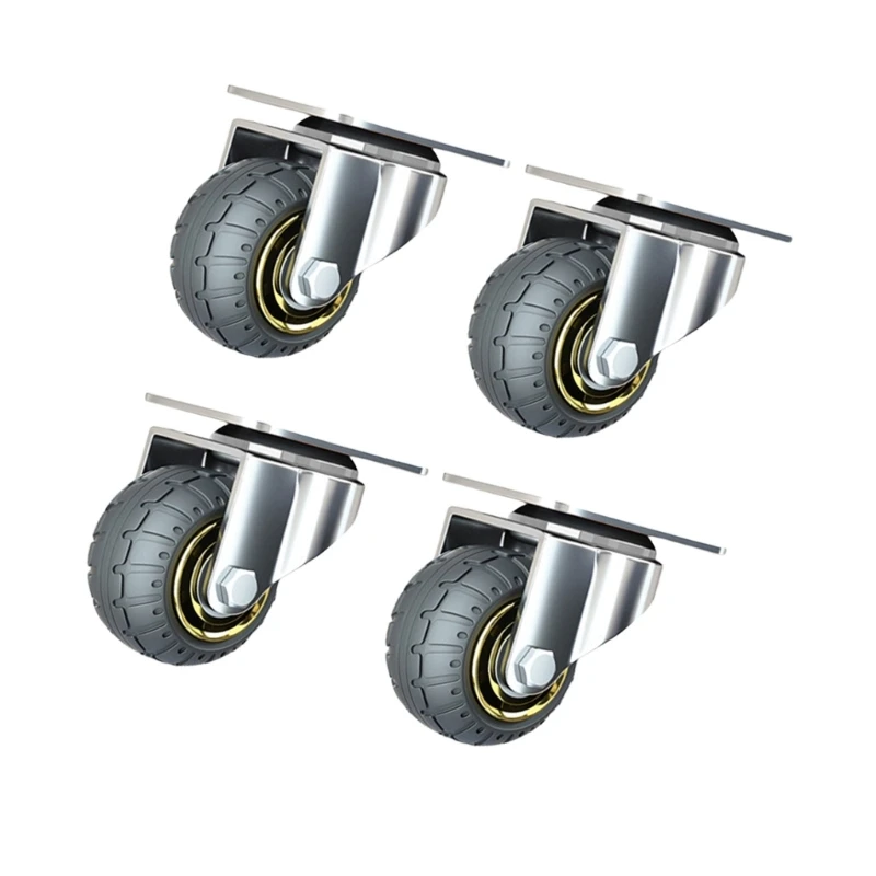 4Pcs 헤비 듀티 가구 휠 캐스터 3 인치 트롤리 휠 교체 회전 부드러운 고무 롤러 쉽게 설치