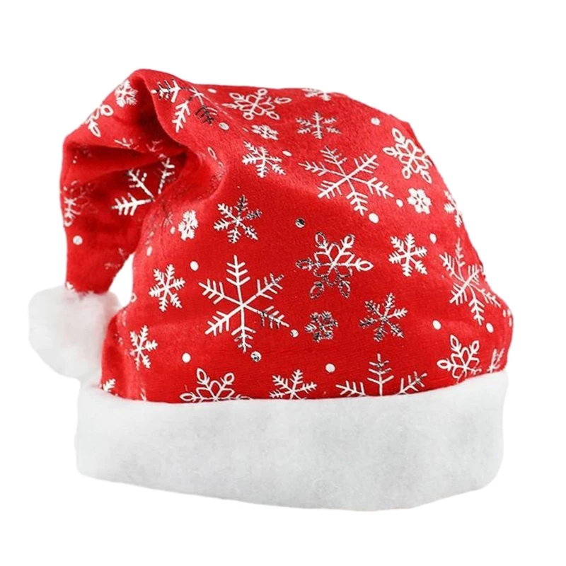 Carnival Gild Snowflake Pattern Santa Beanie Red Color Adult Warm Christmas Hat for Adult Teens Unisex Christmas Gift