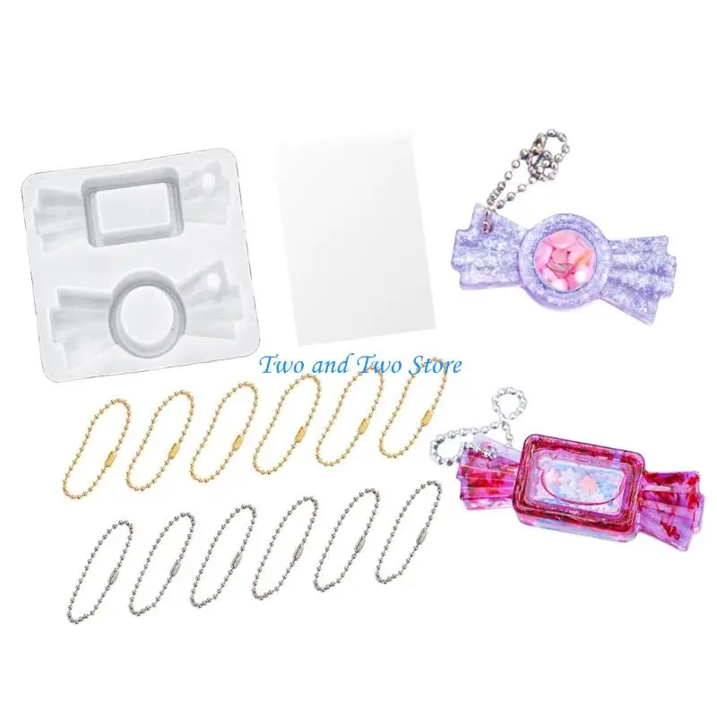 HX6F Candy Pattern Silicone Mold Set Silicone Epoxy Casting Mold for Pendant Crafting