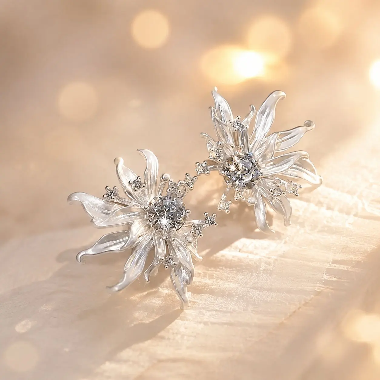 New Chinese‑style Retro Micro‑set Rhinestone 3D Flower Stud Earrings for Women, Light Luxury High‑End, Niche Design, Versatile Earrings
