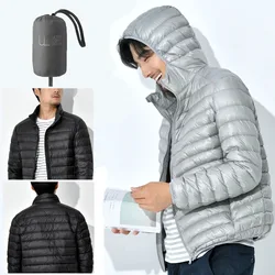 Taille M-5XL Automne Doudoune Hommes Court observateur et Mince Tendance D'affaires Optique À Capuche Chaud Blanc Duvet De Canard Mâle Manteau