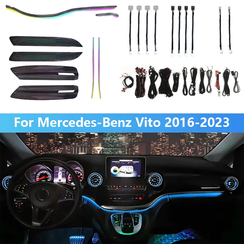 Ambient Light For Mercedes Benz Vito V260 2016-2023 Original 1:1 Mold Center Control Four Door Panel Decoration Atmosphere Lamp