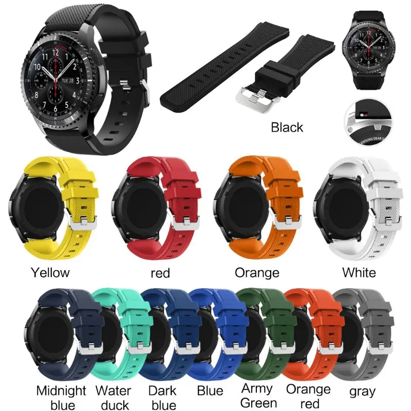 1Pair Silicone Bracelet Strap Watch Band For Samsung Gear S3 Galaxy Watch Classic Design Belt Black Pure Colors