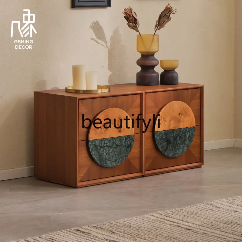 

A139 Vintage French Living Room TV Sofa Side Cabinet Modular Teak Combination Bucket Cabinet