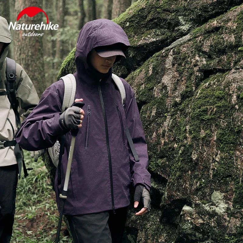 Naturehike wodoodporna kurtka z kapturem kurtka wiatrówka płaszcz przeciwdeszczowy mężczyźni kobiety Camping wędkarstwo odblaskowy wzór Plus rozmiar