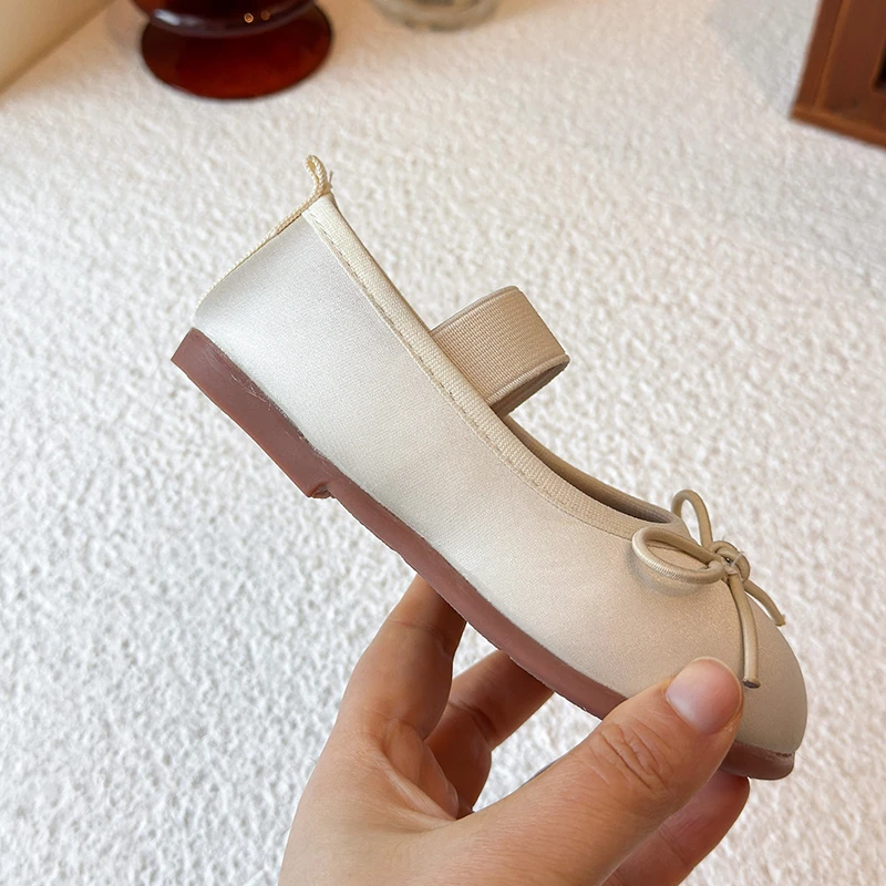 Spring Girls Cute Bow Mary Jane Flats Breathable Soft Sole Kids Ballet Shoes Casual Charming Princess Shoes for Little Girls
