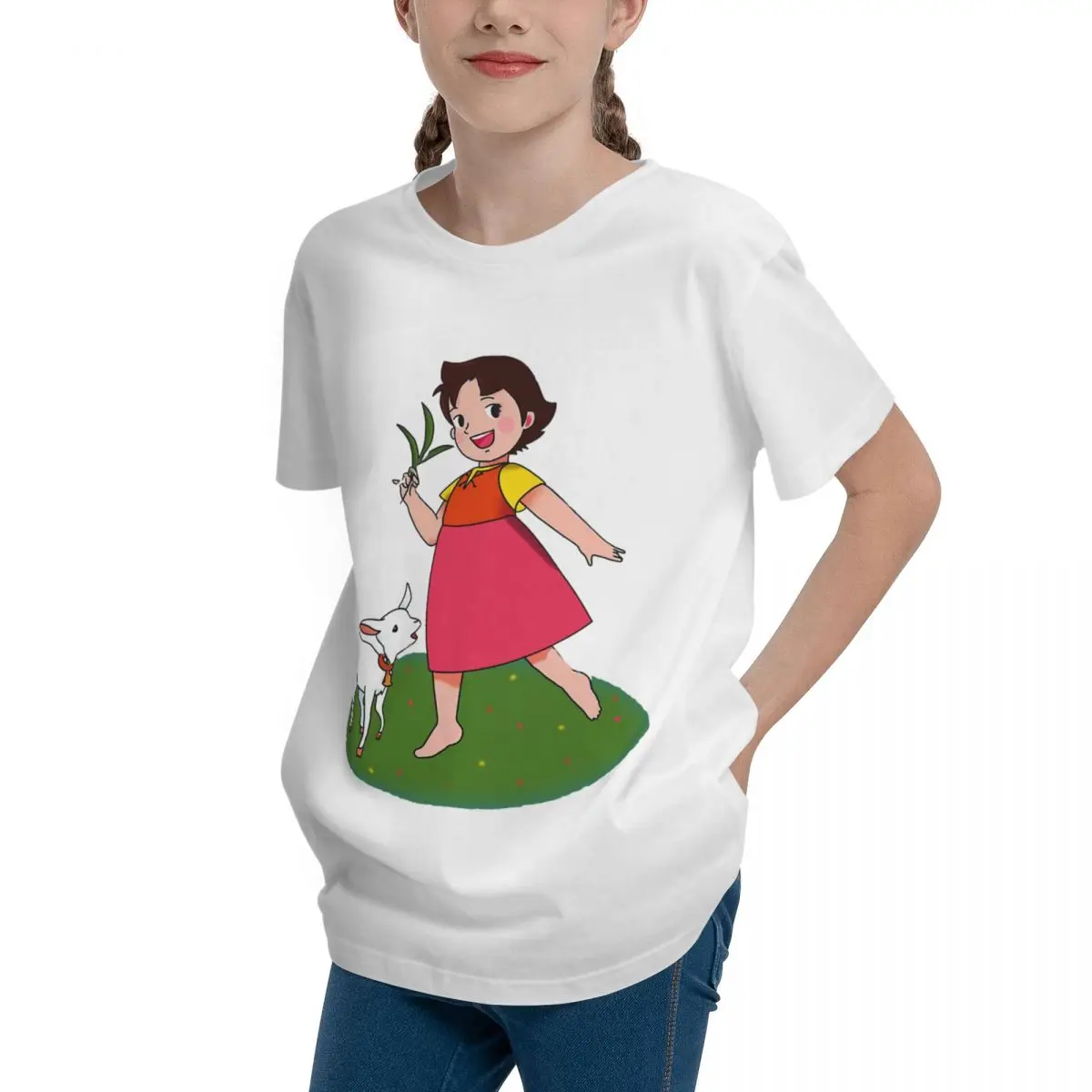 Heidi Cartoon 70s Pillow Vintage Home Teenagers Basic Short Sleeve T-Shirt Modern T-shirts Funny Novelty