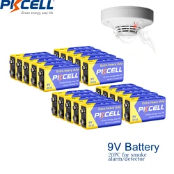 20pcs PKCELL  9V 6F22 Battery primary Carbon Zinc Super Heavy Duty PP3 Battery for Smoke Alarm ,warnning light KTV uses