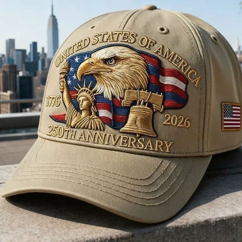 New Embroidered Letters Baseball Cap Peaked Truck Cap for 250th Anniversary Celebration of the United States Hat
