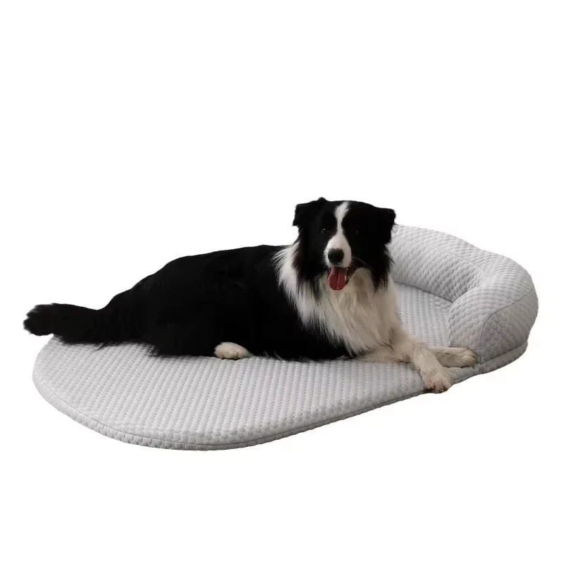 Summer Cooling Dog Bed Removable Ice Silk Cooling Pet Mat Ati-slip Cat Bed with Pillow Cooling Fabric Dog Cat Bed Pet Cushion view 5