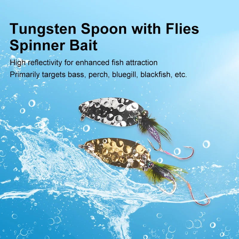 Tungsten Spoon Flies Spinner Spoon 45mm 2.6g Artificial Bass Metal Jig  Lure Trout Chub Perch Salmon Wobbler Willow Leaf Blade