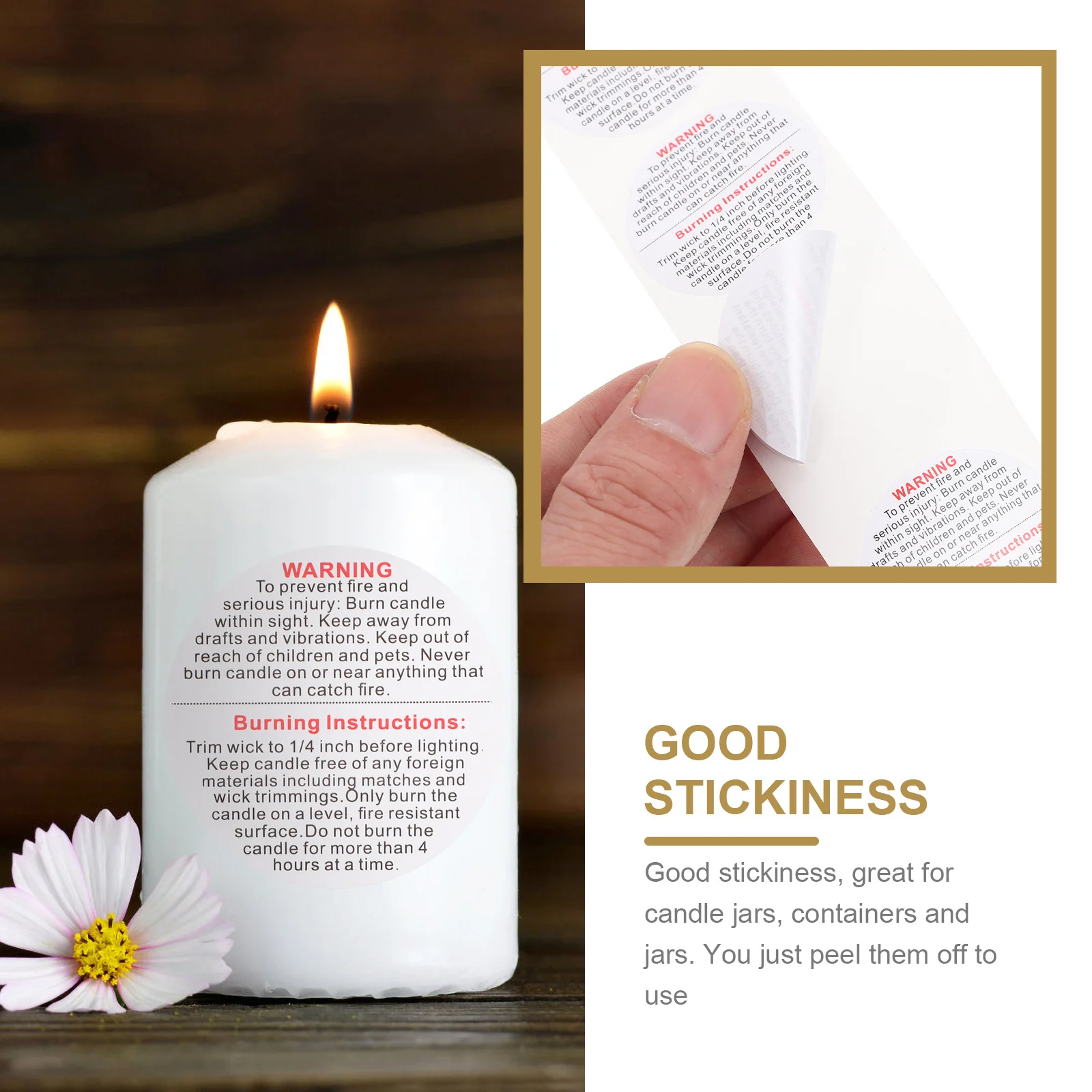 

1 Roll Safety Stickers Waterproof Adhesive Labels for Jars Clear English Text Easy to Apply and Remove No Residue