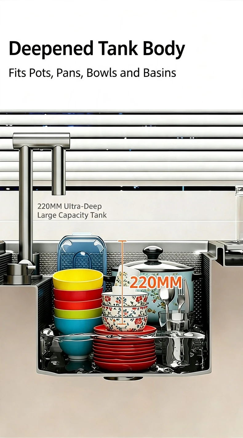 Cup Washer Hidden Bar Sinks With Lid MultifunctionalStainless Steel Kitchen Sink Single Slot Undermount Bowl