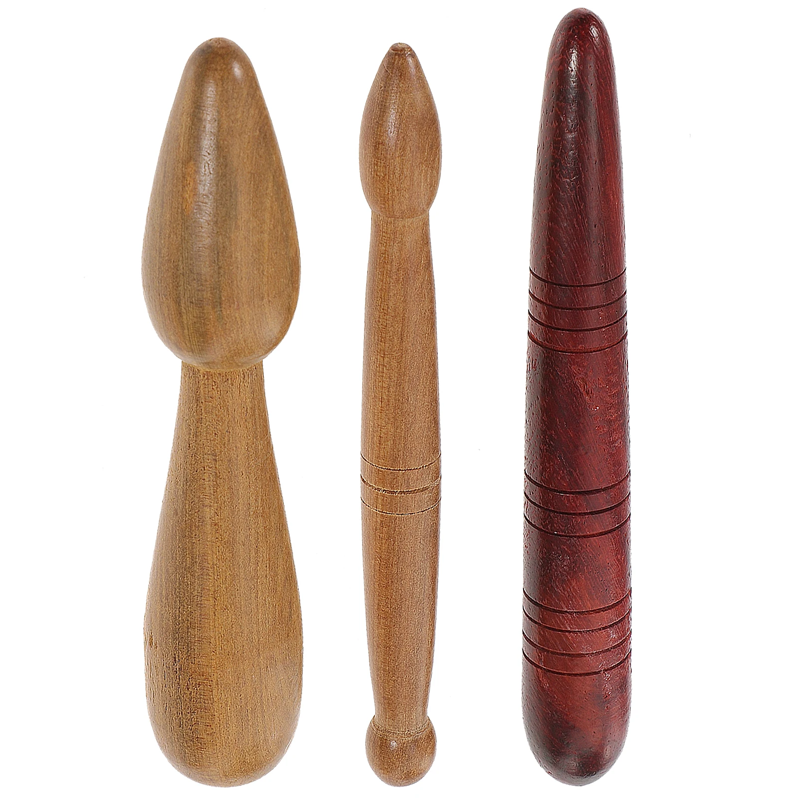 

3pcs Rosewood Massage Stick Natural Wood Body Massager For Foot Acupoint Scraping Portable Home Use Wooden Roller For Relaxation