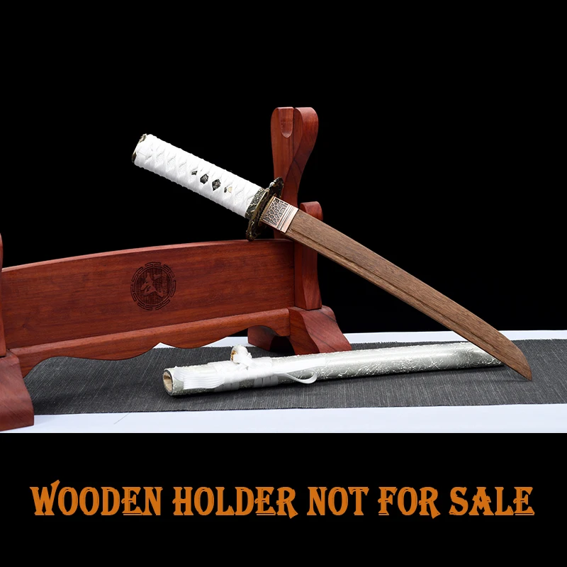 Custom-made Wooden Iaito Training Sword for Childern Used, Home Decor, Tanto, Full Size Small Sword, Type A, Metal Fitting,White view 5